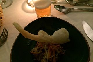 18 Raw Escabache of Seasonal Vegetables, Manioc Chicharron With Patagonia Pilsner Casa Felix Closed Door Restaurant Buenos Aires